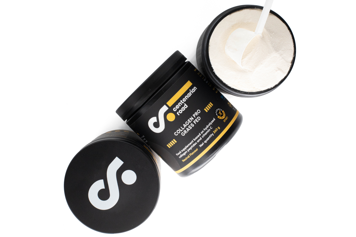 Colágeno hidrolizado Grass Fed Centenarian Road con vitamina C - suplemento premium para salud de la piel, articulaciones y tejido conectivo