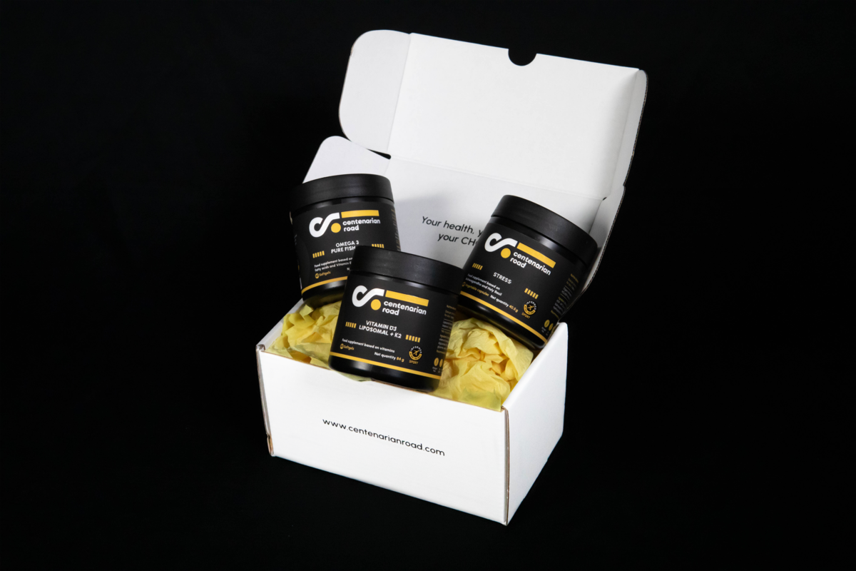 Immune Boost Pack Centenarian Road - premium supplement combination to strengthen immune system with vitamin D3+K2, omega-3 and adaptogenic herbs