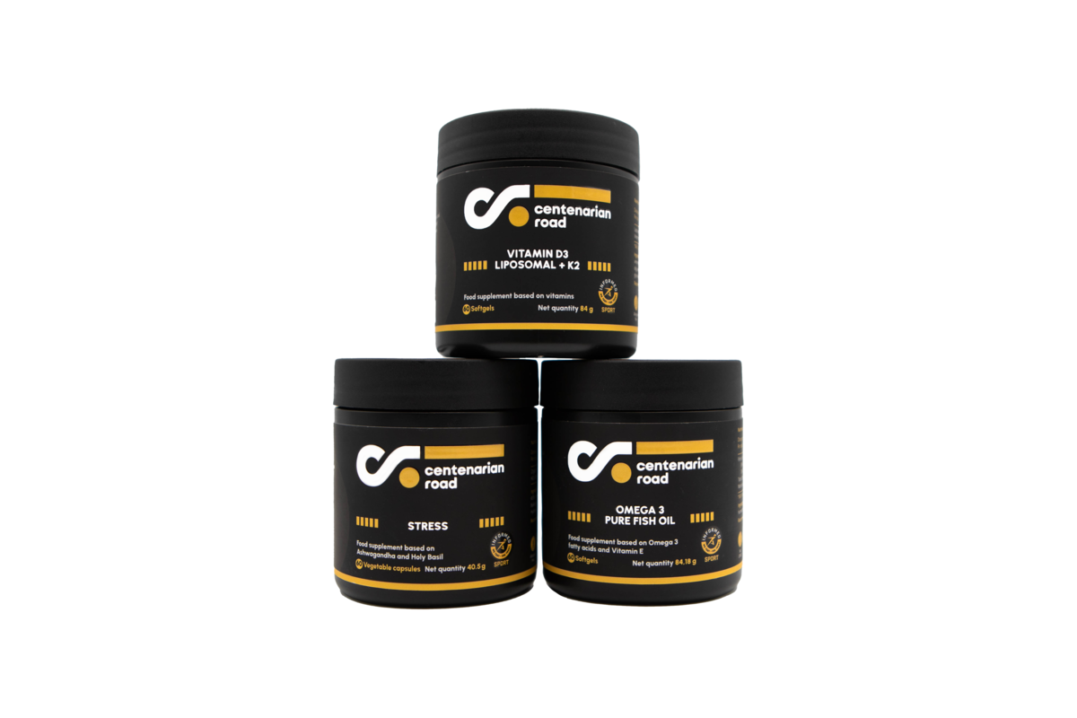 Pack Immune Boost Centenarian Road - combinación de suplementos para fortalecer sistema inmunitario con vitamina D3+K2, omega-3 y adaptógenos