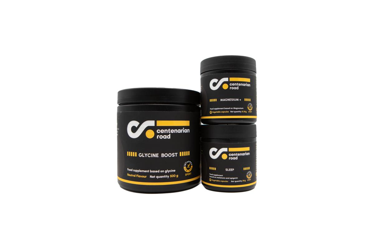 Pack de Sueño Centenarian Road - combinación completa de melatonina, magnesio y glicina para optimizar la calidad del sueño y descanso reparador