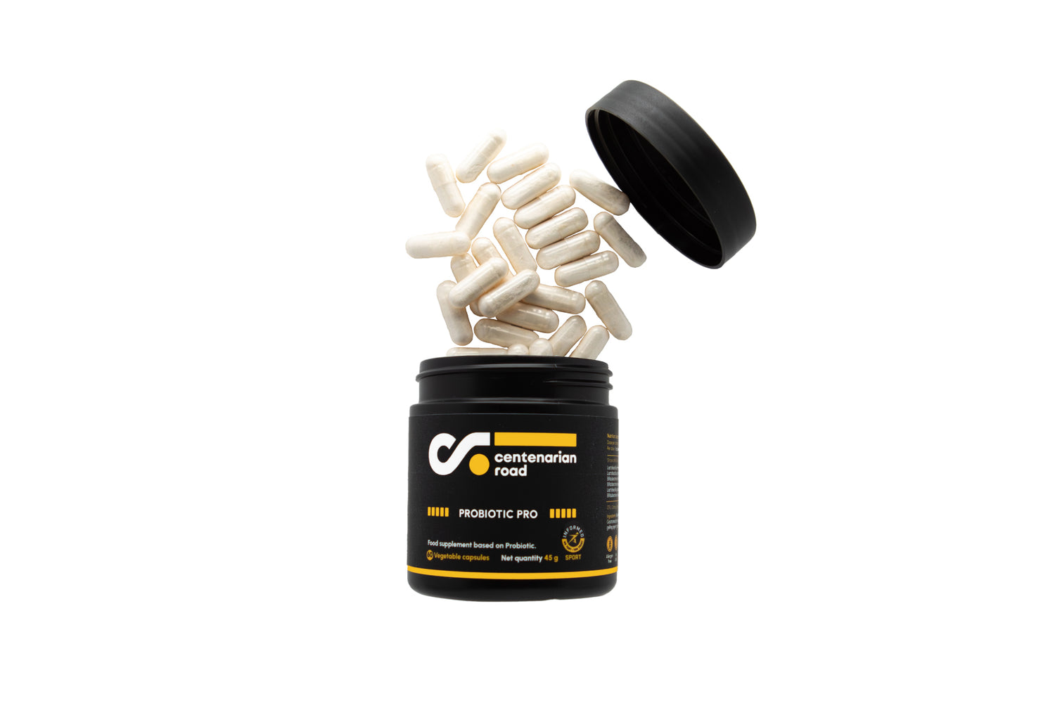 Probiotic Pro by Centenarian Road, an 11-strain probiotic supplement designed for active people and gut flora recovery