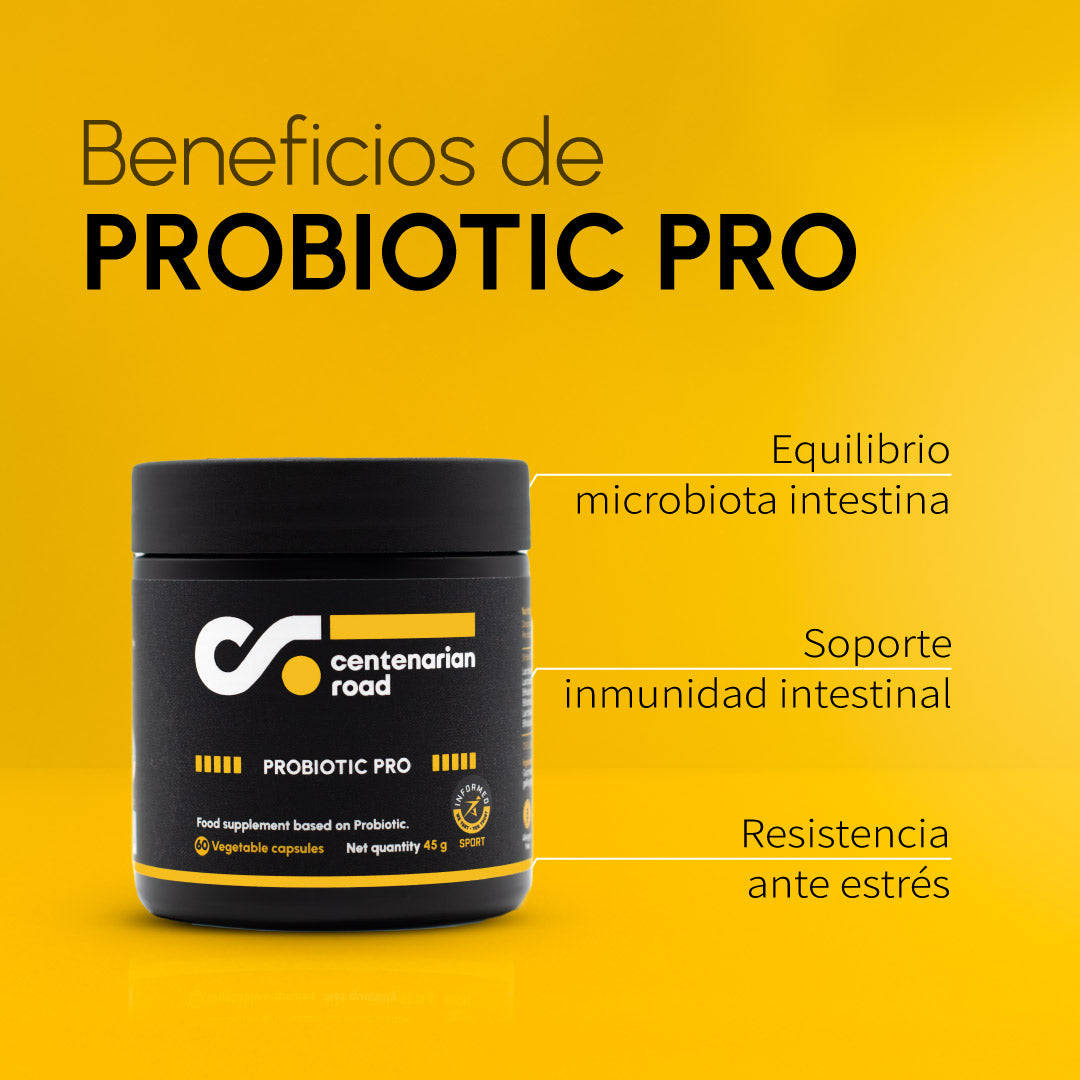 Imagen informativa sobre beneficios de la suplementación con probióticos para microbiota, digestión, defensas y bienestar intestinal