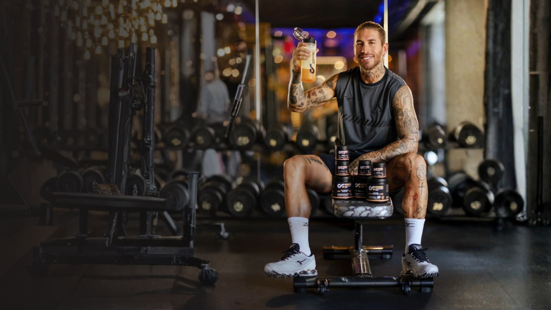 Horizontal hero image of Sergio Ramos with Centenarian Road supplements for performance, wellness and active longevity