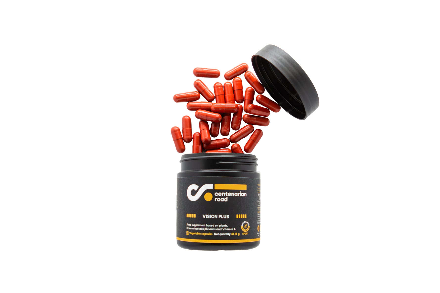 Centenarian Road Vision Plus 60 vegan capsules with Haematococcus pluvialis astaxanthin and vitamins for eye health