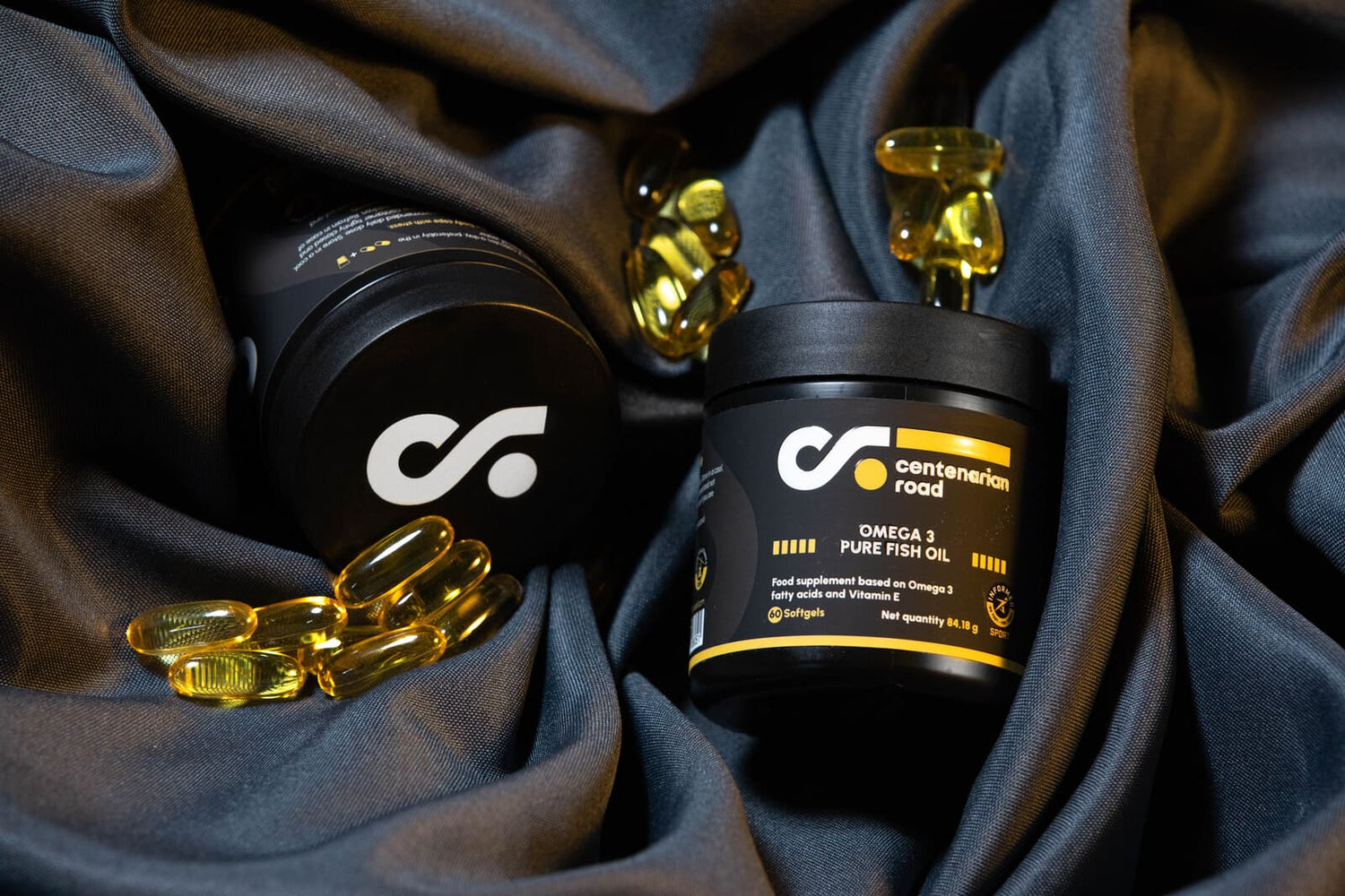 Omega-3 Pure Fish Oil Centenarian Road - premium supplement with EPA and DHA for cardiovascular health, brain function and anti-inflammatory support