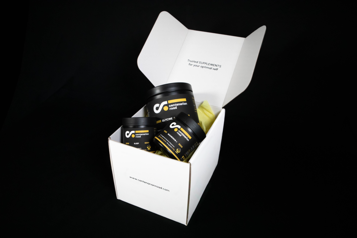 Complementos alimenticios para dormir Centenarian Road – paquete completo de optimización del sueño con melatonina, magnesio y glicina para un descanso mejorado y recuperación nocturna