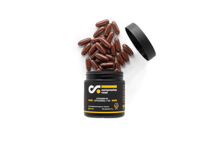 Vitamina D3 + K2 liposomal Centenarian Road - suplemento de absorción avanzada para salud ósea, sistema inmunitario y función muscular óptima